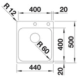 BLANCO SUPRA 400-IF/A R12 Edelstahl Bürstfinish mit Ablauffernbedienung 526353