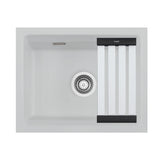 SYSTEMCERAM Einbauspüle Kara 50 U/g Alu 76 inkl. Excenterbetätigung, für 60 cm Schrankbreite, Spüle zum Unterbau mit geschliffener Oberseite, mit Medio-Matte Alu Unterbau keine Beckenlage 54020276