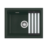 SYSTEMCERAM Einbauspüle Kara 50 U/g Eibe 56 inkl. Excenterbetätigung, für 60 cm Schrankbreite, Spüle zum Unterbau mit geschliffener Oberseite, mit Medio-Matte Alu Unterbau keine Beckenlage 54020256