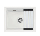 SYSTEMCERAM Einbauspüle Kara 50 U/g Grönland 12 inkl. Excenterbetätigung, für 60 cm Schrankbreite, Spüle zum Unterbau mit geschliffener Oberseite, mit Medio-Matte Alu Unterbau keine Beckenlage 54020212