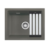 SYSTEMCERAM Einbauspüle Kara 50 U/g Lava 80 inkl. Excenterbetätigung, für 60 cm Schrankbreite, Spüle zum Unterbau mit geschliffener Oberseite, mit Medio-Matte Alu Unterbau keine Beckenlage 54020280