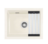 SYSTEMCERAM Einbauspüle Kara 50 U/g Magnolie 10 inkl. Excenterbetätigung, für 60 cm Schrankbreite, Spüle zum Unterbau mit geschliffener Oberseite, mit Medio-Matte Alu Unterbau keine Beckenlage 54020210