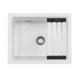 SYSTEMCERAM Einbauspüle Kara 50 U/g Polar 13 inkl. Excenterbetätigung, für 60 cm Schrankbreite, Spüle zum Unterbau mit geschliffener Oberseite, mit Medio-Matte Alu Unterbau keine Beckenlage 54020213