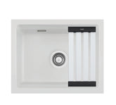 SYSTEMCERAM Einbauspüle Kara 50 U/g Satin 20 inkl. Excenterbetätigung, für 60 cm Schrankbreite, Spüle zum Unterbau mit geschliffener Oberseite, mit Medio-Matte Alu Unterbau keine Beckenlage 54020220