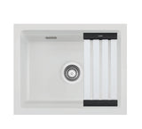 SYSTEMCERAM Einbauspüle Kara 50 U/g Satin 20 inkl. Handbetätigung, für 60 cm Schrankbreite, Spüle zum Unterbau mit geschliffener Oberseite, mit Medio-Matte Alu Unterbau keine Beckenlage 54020120