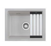 SYSTEMCERAM Einbauspüle Kara 50 U/g Titan 78 inkl. Excenterbetätigung, für 60 cm Schrankbreite, Spüle zum Unterbau mit geschliffener Oberseite, mit Medio-Matte Alu Unterbau keine Beckenlage 54020278