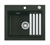 SYSTEMCERAM Einbauspüle Kara 57 F Eibe 56 inkl. Excenterbetätigung, für 60 cm Schrankbreite, Spüle zum flächenbündigen Einbau mit Medio-Matte Alu, inkl. 4 x Eckradien R 10 Auflage keine Beckenlage 55020256