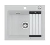 SYSTEMCERAM Einbauspüle Kara 57 F Alu 76 inkl. Excenterbetätigung, für 60 cm Schrankbreite, Spüle zum flächenbündigen Einbau mit Medio-Matte Alu, inkl. 4 x Eckradien R 10 Auflage keine Beckenlage 55020276