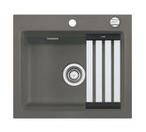 SYSTEMCERAM Einbauspüle Kara 57 F Lava 80 inkl. Excenterbetätigung, für 60 cm Schrankbreite, Spüle zum flächenbündigen Einbau mit Medio-Matte Alu, inkl. 4 x Eckradien R 10 Auflage keine Beckenlage 55020280