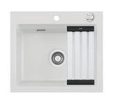 SYSTEMCERAM Einbauspüle Kara 57 F Satin 20 inkl. Excenterbetätigung, für 60 cm Schrankbreite, Spüle zum flächenbündigen Einbau mit Medio-Matte Alu, inkl. 4 x Eckradien R 10 Auflage keine Beckenlage 55020220