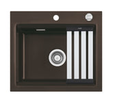 SYSTEMCERAM Einbauspüle Kara 57 F Siena 65 inkl. Excenterbetätigung, für 60 cm Schrankbreite, Spüle zum flächenbündigen Einbau mit Medio-Matte Alu, inkl. 4 x Eckradien R 10 Auflage keine Beckenlage 55020265