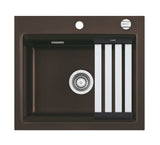 SYSTEMCERAM Einbauspüle Kara 57 F Siena 65 inkl. Handbetätigung, für 60 cm Schrankbreite, Spüle zum flächenbündigen Einbau mit Medio-Matte Alu, inkl. 4 x Eckradien R 10 Auflage keine Beckenlage 55020165