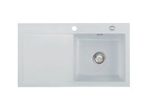 SYSTEMCERAM Einbauspüle Mera 90 F Be. Re. Alu 76 inkl. Excenterbetätigung, für 50 cm Schrankbreite, Spüle zum flächenbündigen Einbau, inkl. 4 x Eckradien R 10 Auflage Becken rechts 55740276
