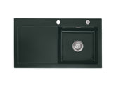 SYSTEMCERAM Einbauspüle Mera 90 F Be. Re. Eibe 56 inkl. Excenterbetätigung, für 50 cm Schrankbreite, Spüle zum flächenbündigen Einbau, inkl. 4 x Eckradien R 10 Auflage Becken rechts 55740256