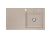 SYSTEMCERAM Einbauspüle Mera 90 F Be. Re. Fango 23 inkl. Excenterbetätigung, für 50 cm Schrankbreite, Spüle zum flächenbündigen Einbau, inkl. 4 x Eckradien R 10 Auflage Becken rechts 55740223