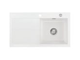 SYSTEMCERAM Einbauspüle Mera 90 F Be. Re. Grönland 12 inkl. Excenterbetätigung, für 50 cm Schrankbreite, Spüle zum flächenbündigen Einbau, inkl. 4 x Eckradien R 10 Auflage Becken rechts 55740212