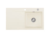 SYSTEMCERAM Einbauspüle Mera 90 F Be. Re. Jasmin 19 inkl. Excenterbetätigung, für 50 cm Schrankbreite, Spüle zum flächenbündigen Einbau, inkl. 4 x Eckradien R 10 Auflage Becken rechts 55740219