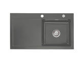 SYSTEMCERAM Einbauspüle Mera 90 F Be. Re. Lava 80 inkl. Excenterbetätigung, für 50 cm Schrankbreite, Spüle zum flächenbündigen Einbau, inkl. 4 x Eckradien R 10 Auflage Becken rechts 55740280