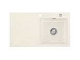 SYSTEMCERAM Einbauspüle Mera 90 F Be. Re. Magnolie 10 inkl. Excenterbetätigung, für 50 cm Schrankbreite, Spüle zum flächenbündigen Einbau, inkl. 4 x Eckradien R 10 Auflage Becken rechts 55740210