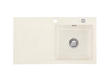 SYSTEMCERAM Einbauspüle Mera 90 F Be. Re. Magnolie 10 inkl. Handbetätigung, für 50 cm Schrankbreite, Spüle zum flächenbündigen Einbau, inkl. 4 x Eckradien R 10 Auflage Becken rechts 55740110