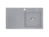 SYSTEMCERAM Einbauspüle Mera 90 F Be. Re. Titan 78 inkl. Excenterbetätigung, für 50 cm Schrankbreite, Spüle zum flächenbündigen Einbau, inkl. 4 x Eckradien R 10 Auflage Becken rechts 55740278