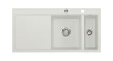 SYSTEMCERAM Einbauspüle Mera 100 F Be. Re. Alu 76 inkl. Excenterbetätigung, für 60 cm Schrankbreite, Spüle zum flächenbündigen Einbau, inkl. 4 x Eckradien R 10 Auflage Becken rechts 55760276
