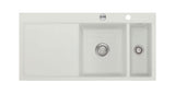SYSTEMCERAM Einbauspüle Mera 100 F Be. Re. Alu 76 inkl. Handbetätigung, für 60 cm Schrankbreite, Spüle zum flächenbündigen Einbau, inkl. 4 x Eckradien R 10 Auflage Becken rechts 55760176