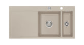 SYSTEMCERAM Einbauspüle Mera 100 F Be. Re. Fango 23 inkl. Excenterbetätigung, für 60 cm Schrankbreite, Spüle zum flächenbündigen Einbau, inkl. 4 x Eckradien R 10 Auflage Becken rechts 55760223