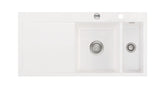 SYSTEMCERAM Einbauspüle Mera 100 F Be. Re. Grönland 12 inkl. Excenterbetätigung, für 60 cm Schrankbreite, Spüle zum flächenbündigen Einbau, inkl. 4 x Eckradien R 10 Auflage Becken rechts 55760212