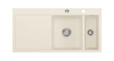 SYSTEMCERAM Einbauspüle Mera 100 F Be. Re. Jasmin 19 inkl. Excenterbetätigung, für 60 cm Schrankbreite, Spüle zum flächenbündigen Einbau, inkl. 4 x Eckradien R 10 Auflage Becken rechts 55760219