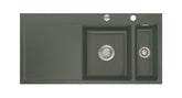 SYSTEMCERAM Einbauspüle Mera 100 F Be. Re. Lava 80 inkl. Excenterbetätigung, für 60 cm Schrankbreite, Spüle zum flächenbündigen Einbau, inkl. 4 x Eckradien R 10 Auflage Becken rechts 55760280