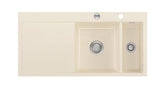 SYSTEMCERAM Einbauspüle Mera 100 F Be. Re. Magnolie 10 inkl. Excenterbetätigung, für 60 cm Schrankbreite, Spüle zum flächenbündigen Einbau, inkl. 4 x Eckradien R 10 Auflage Becken rechts 55760210
