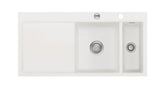 SYSTEMCERAM Einbauspüle Mera 100 F Be. Re. Polar 13 inkl. Excenterbetätigung, für 60 cm Schrankbreite, Spüle zum flächenbündigen Einbau, inkl. 4 x Eckradien R 10 Auflage Becken rechts 55760213