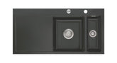 SYSTEMCERAM Einbauspüle Mera 100 F Be. Re. Schiefer 85 inkl. Excenterbetätigung, für 60 cm Schrankbreite, Spüle zum flächenbündigen Einbau, inkl. 4 x Eckradien R 10 Auflage Becken rechts 55760285