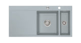 SYSTEMCERAM Einbauspüle Mera 100 F Be. Re. Titan 78 inkl. Handbetätigung, für 60 cm Schrankbreite, Spüle zum flächenbündigen Einbau, inkl. 4 x Eckradien R 10 Auflage Becken rechts 55760178