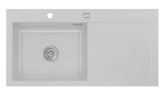 SYSTEMCERAM Einbauspüle Mera 100 SL Be. Li. Alu 76 inkl. Excenterbetätigung, für 60 cm Schrankbreite, Einbauspüle Auflage Becken links 50650276