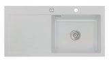 SYSTEMCERAM Einbauspüle Mera 100 SL Be. Re. Alu 76 inkl. Handbetätigung, für 60 cm Schrankbreite, Einbauspüle Auflage Becken rechts 50640176