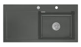 SYSTEMCERAM Einbauspüle Mera 100 SL Be. Re. Lava 80 inkl. Excenterbetätigung, für 60 cm Schrankbreite, Einbauspüle Auflage Becken rechts 50640280