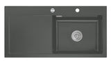 SYSTEMCERAM Einbauspüle Mera 100 SL/F Be. Re. Lava 80 inkl. Excenterbetätigung, für 60 cm Schrankbreite, Spüle zum flächenbündigen Einbau, inkl. 4 x Eckradien R 10 Auflage Becken rechts 55640280
