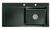 SYSTEMCERAM Einbauspüle Mera 100 SL Be. Re. Nero 68 inkl. Excenterbetätigung, für 60 cm Schrankbreite, Einbauspüle Auflage Becken rechts 50640268