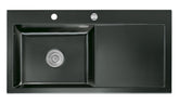 SYSTEMCERAM Einbauspüle Mera 100 SL Be. Li. Nero 68 inkl. Excenterbetätigung, für 60 cm Schrankbreite, Einbauspüle Auflage Becken links 50650268