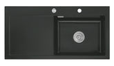 SYSTEMCERAM Einbauspüle Mera 100 SL Be. Re. Nigra 87 inkl. Excenterbetätigung, für 60 cm Schrankbreite, Einbauspüle Auflage Becken rechts 50640287