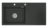 SYSTEMCERAM Einbauspüle Mera 100 SL Be. Li. Nigra 87 inkl. Excenterbetätigung, für 60 cm Schrankbreite, Einbauspüle Auflage Becken links 50650287