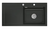 SYSTEMCERAM Einbauspüle Mera 100 SL Be. Re. Nigra 87 inkl. Excenterbetätigung, für 60 cm Schrankbreite, Einbauspüle Auflage Becken rechts 50640287