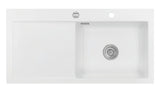 SYSTEMCERAM Einbauspüle Mera 100 SL Be. Re. Polar 13 inkl. Handbetätigung, für 60 cm Schrankbreite, Einbauspüle Auflage Becken rechts 50640113