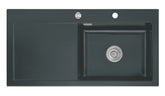 SYSTEMCERAM Einbauspüle Mera 100 SL Be. Re. Schiefer 85 inkl. Excenterbetätigung, für 60 cm Schrankbreite, Einbauspüle Auflage Becken rechts 50640285