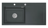 SYSTEMCERAM Einbauspüle Mera 100 SL Be. Li. Schiefer 85 inkl. Excenterbetätigung, für 60 cm Schrankbreite, Einbauspüle Auflage Becken links 50650285