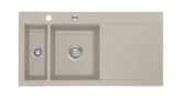 SYSTEMCERAM Einbauspüle Mera 100 F Be. Li. Fango 23 inkl. Excenterbetätigung, für 60 cm Schrankbreite, Spüle zum flächenbündigen Einbau, inkl. 4 x Eckradien R 10 Auflage Becken links 55770223