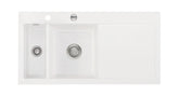 SYSTEMCERAM Einbauspüle Mera 100 F Be. Li. Grönland 12 inkl. Excenterbetätigung, für 60 cm Schrankbreite, Spüle zum flächenbündigen Einbau, inkl. 4 x Eckradien R 10 Auflage Becken links 55770212