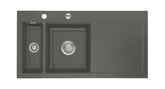 SYSTEMCERAM Einbauspüle Mera 100 F Be. Li. Lava 80 inkl. Excenterbetätigung, für 60 cm Schrankbreite, Spüle zum flächenbündigen Einbau, inkl. 4 x Eckradien R 10 Auflage Becken links 55770280